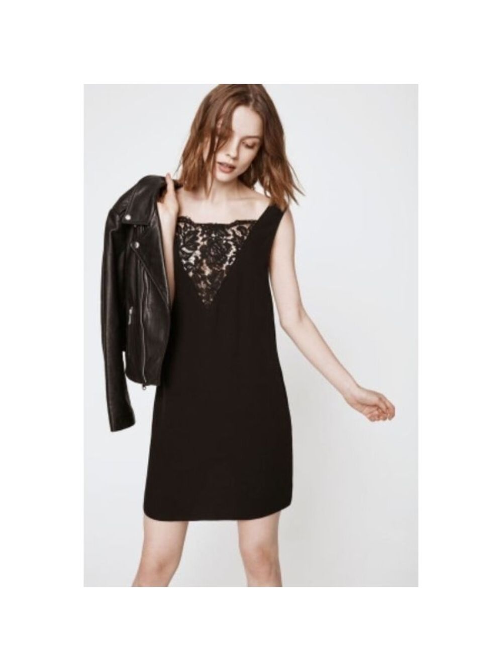 NWT Rebecca Minkoff Black Aurora Lace Shift Mini Dress